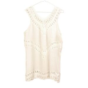 Cuphe Crochet Cover-Up Tunic Top Sleeveless Beach Resort Wear Bohemian Style